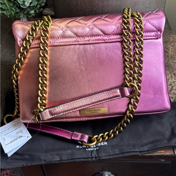 Authentic KURT GEIGER LONDON Quilted 2 tone leather convertible Crosby/shoulder - Picture 6 of 16